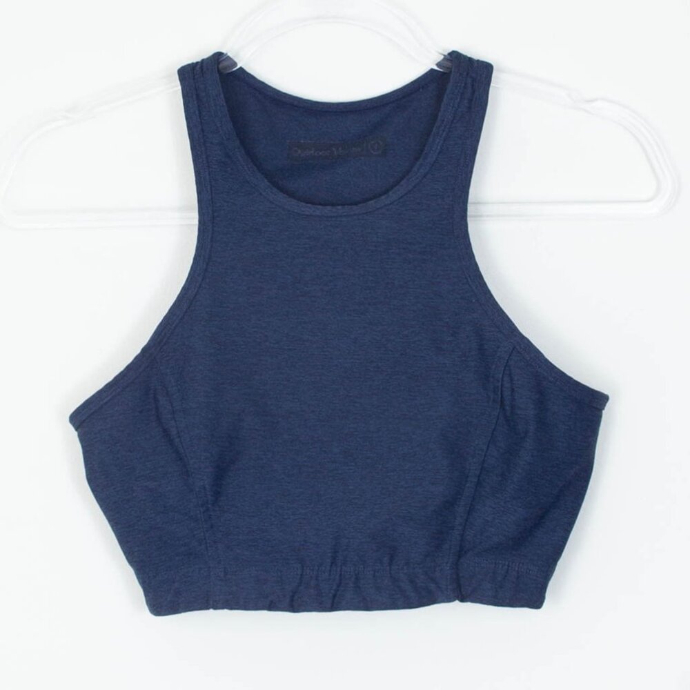 Outdoor Voices Womens Athena Crop Sports Bra Size Small Blue Heathered Running